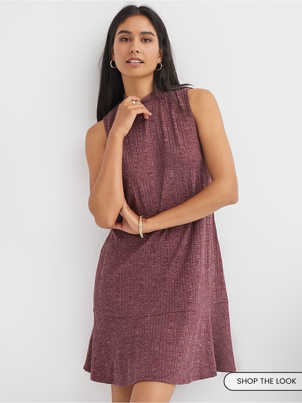 NWT Mock Neck Flounce Mini Dress